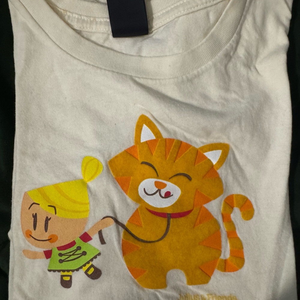 Paul Frank White Tee with Orange Cat and Yellow Character Graphic - Picture 2 of 11